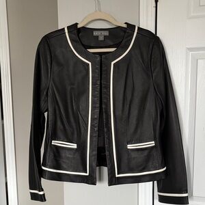 Kate Hill Black Leather Jacket with White Accents
